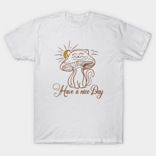 Happy Cat with mushroom face T-Shirt